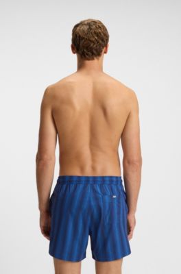 Logo-badge swim shorts with stripe, Blue