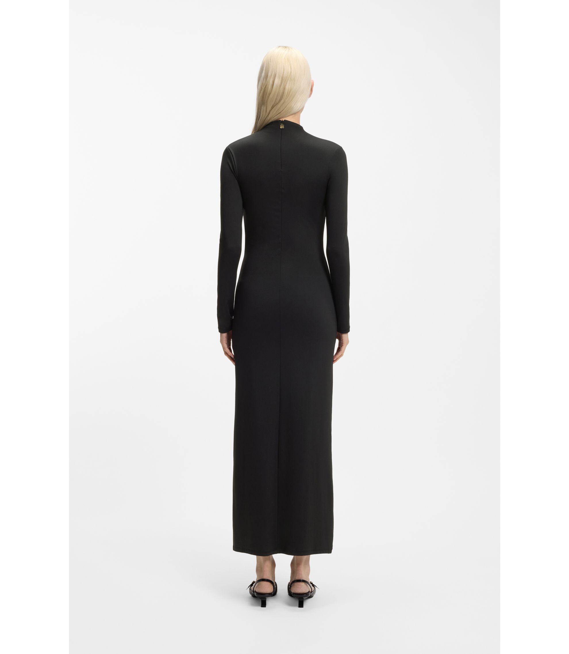 HUGO Mock-neck dress in stretch jersey, Women, Size: L, Black