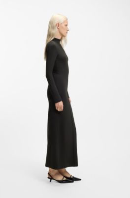 Vestido maxi de dise&ntilde;o bodycon con cuello medio, Negro