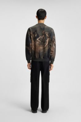 Cotton-terry sweatshirt with ballerina print, Patterned