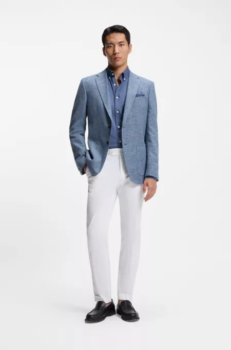 Washable slim-fit trousers in stretch cotton