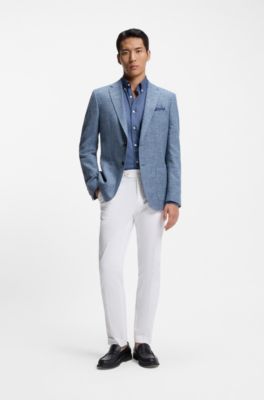 Washable slim-fit trousers in stretch cotton, White