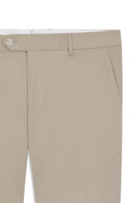 Washable slim-fit trousers in stretch cotton, Khaki