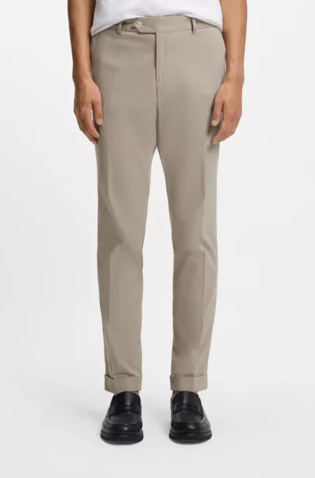 Washable slim-fit trousers in stretch cotton