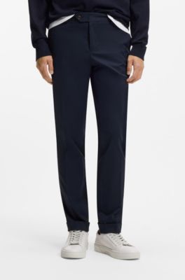 Washable slim-fit trousers in stretch cotton, Dark Blue