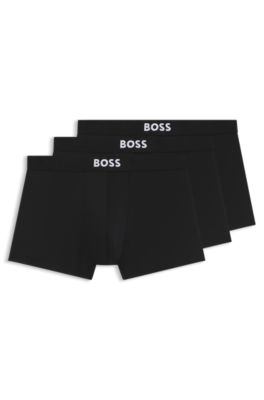 Lot de trois boxers courts en microfibre stretch, Noir