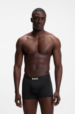 Three-pack of stretch-microfibre trunks, Black