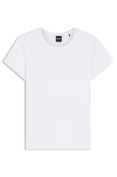 Slim-fit T-shirt in a cotton-silk blend with an embroidered logo