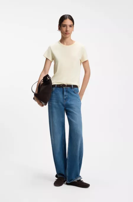 Slim-fit T-shirt in a cotton-silk blend with an embroidered logo