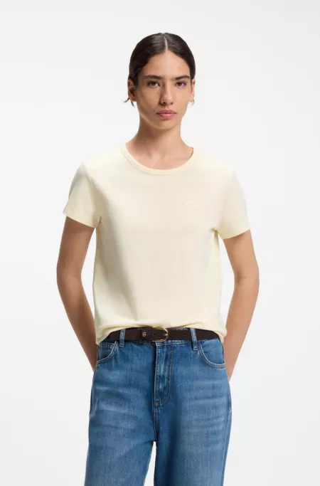 Slim-fit T-shirt in a cotton-silk blend with an embroidered logo
