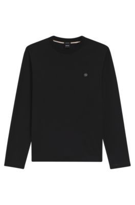 Mercerised-cotton T-shirt with Double B monogram, Black