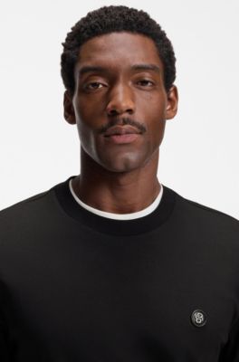 Mercerised-cotton T-shirt with Double B monogram, Black