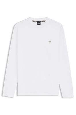 Mercerised-cotton T-shirt with Double B monogram, White