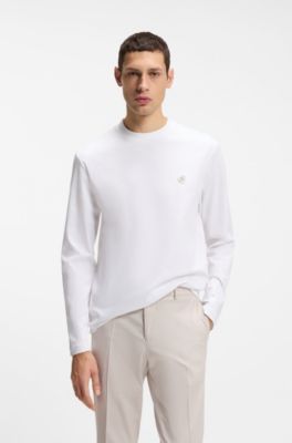 Mercerised-cotton T-shirt with Double B monogram, White