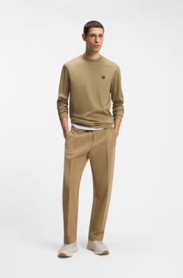 Mercerised-cotton T-shirt with Double B monogram, Khaki