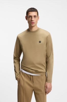 Mercerised-cotton T-shirt with Double B monogram, Khaki