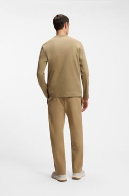 Mercerised-cotton T-shirt with Double B monogram, Khaki