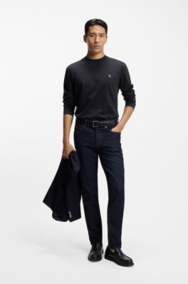 Mercerised-cotton T-shirt with Double B monogram, Dark Blue