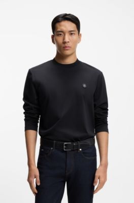 Mercerised-cotton T-shirt with Double B monogram, Dark Blue