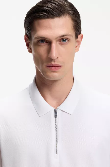 Cotton-piqué polo shirt with zip neck