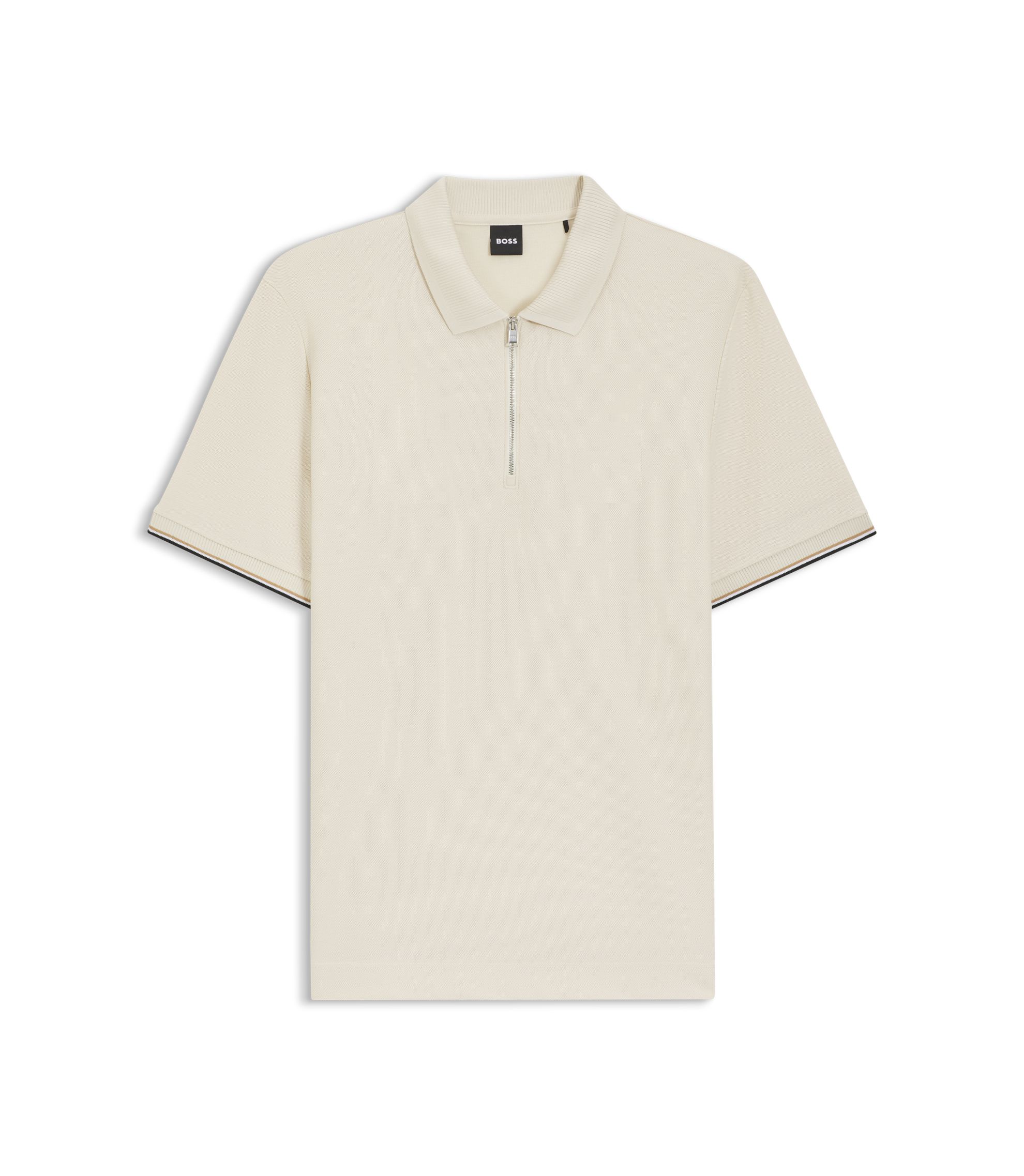BOSS - Cotton-piqué polo shirt with zip neck - White