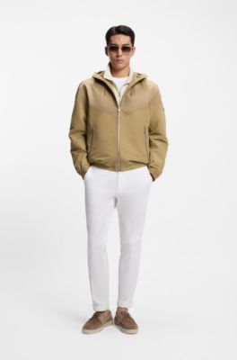 Cotton-piqu&eacute; polo shirt with zip neck, White