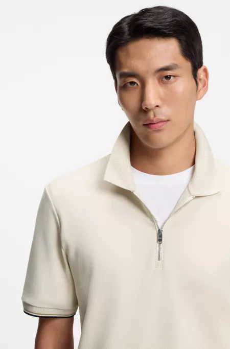 Cotton-piqué polo shirt with zip neck