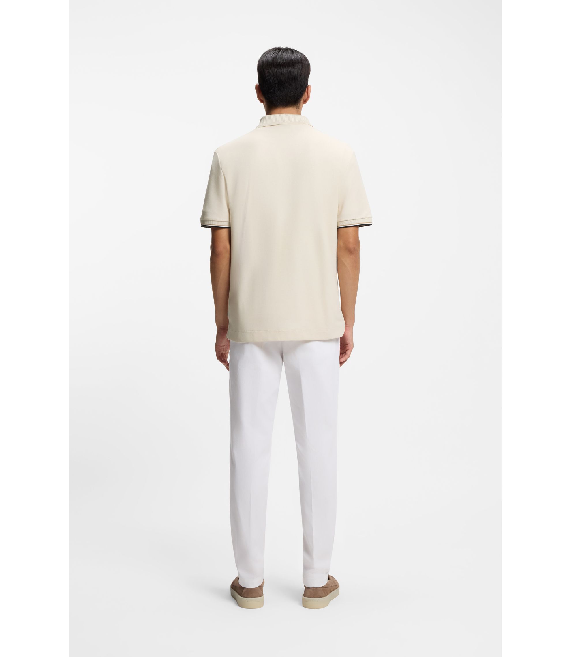 BOSS - Cotton-piqué polo shirt with zip neck - White