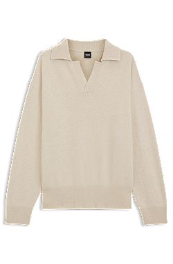 Jersey de lana virgen con cuello de estilo Johnny