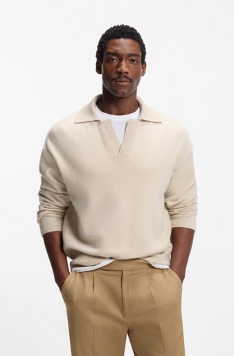 dress sweater mens Ralph Lauren Men's The Iconic Cricket | Cream With Navy Stripe 2 cm) differ due to manual measurement Men's Sweater | Lafayette Merlot