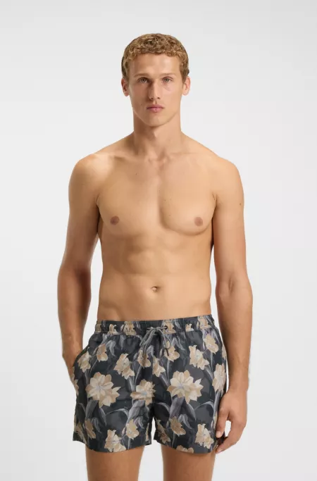 Logo-detail swim shorts with floral print