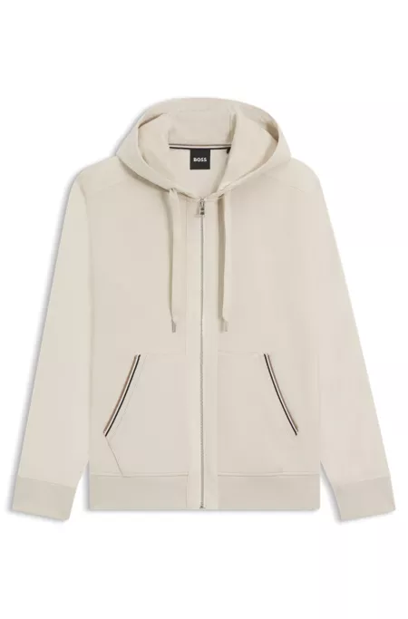 Cotton-terry zip-up hoodie with signature-stripe trims
