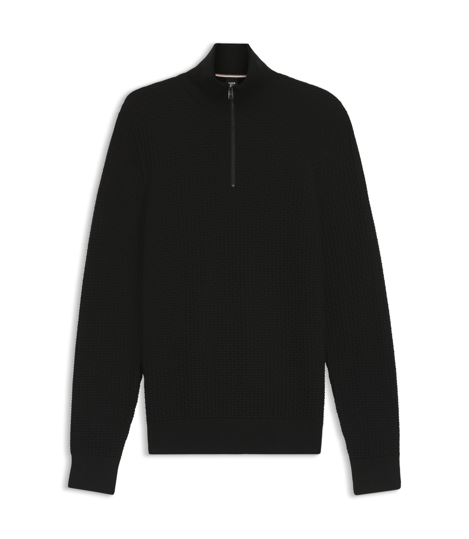 BOSS - Quarter-zip sweater in cotton - Black
