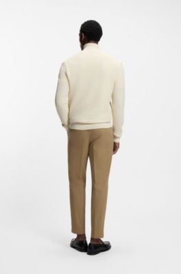 Jersey de algod&oacute;n con cremallera corta, Blanco