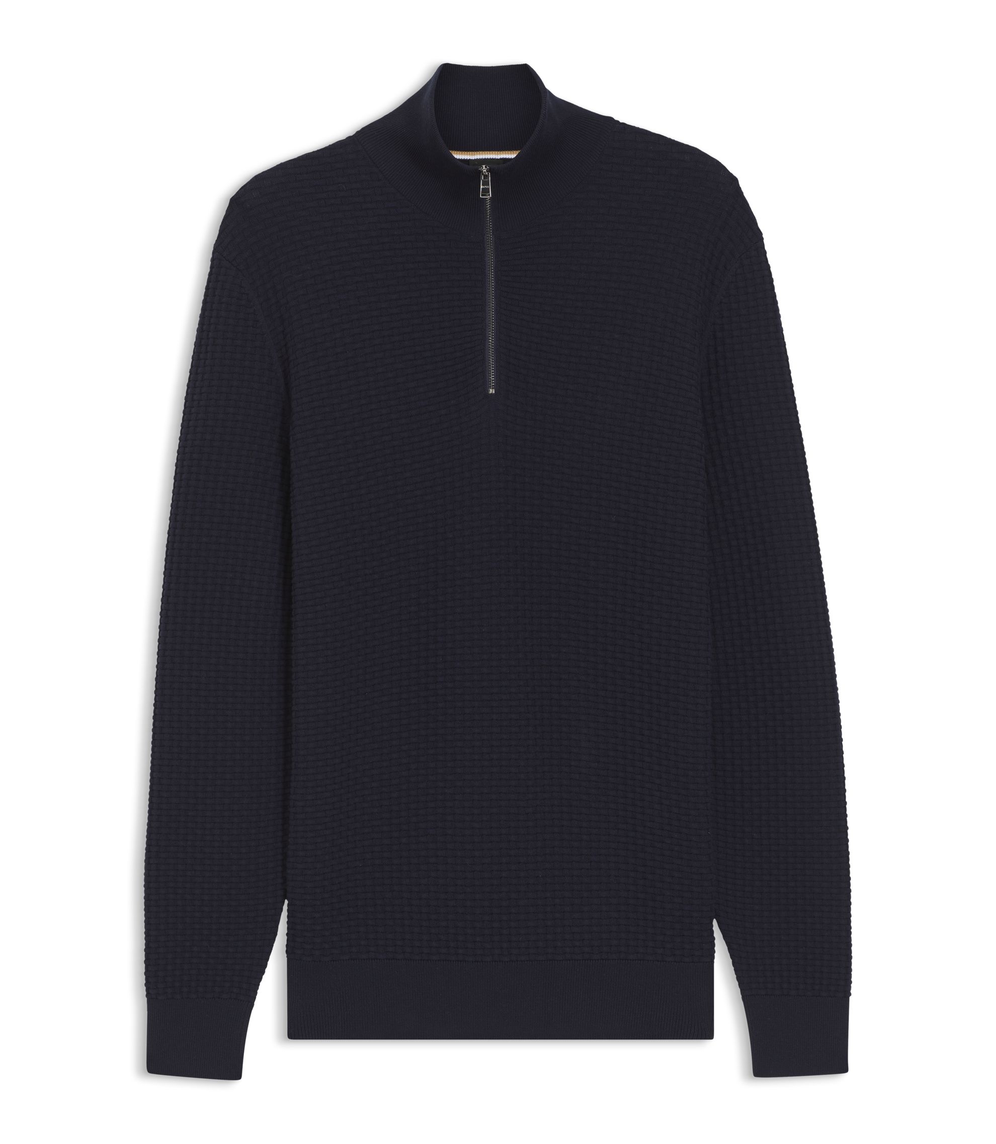 BOSS - Quarter-zip sweater in cotton - Dark Blue