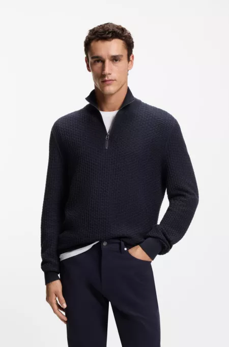 Quarter-zip sweater in cotton