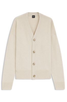 Virgin-wool cardigan in a relaxed fit, White