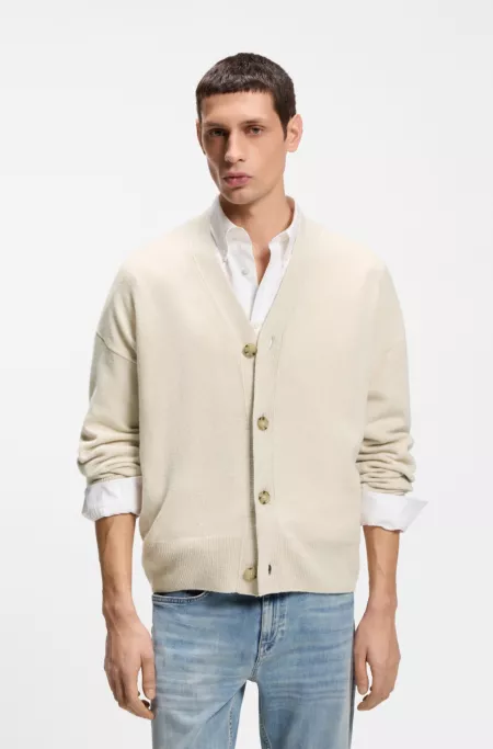 Virgin-wool cardigan in a relaxed fit