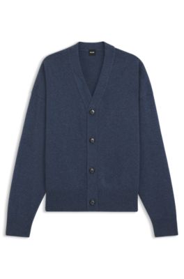 Virgin-wool cardigan in a relaxed fit, Light Blue