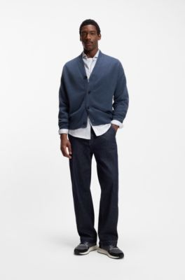 Virgin-wool cardigan in a relaxed fit, Light Blue