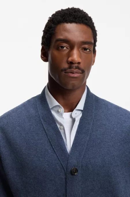 Virgin-wool cardigan in a relaxed fit