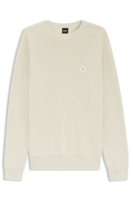 Cotton sweater with Double B monogram, White