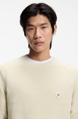 Cotton sweater with Double B monogram, White