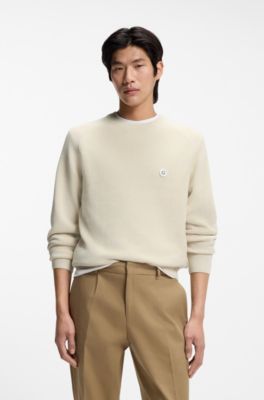 Cotton sweater with Double B monogram, White