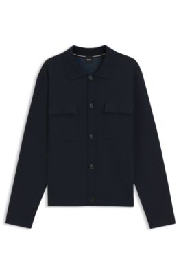 Sobrecamisa regular fit en algod&oacute;n, Azul oscuro