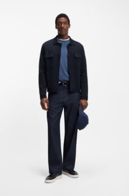 Sobrecamisa regular fit en algod&oacute;n, Azul oscuro