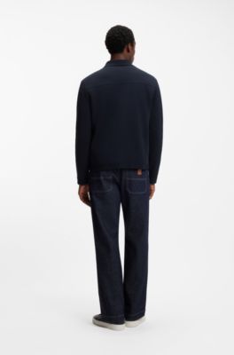 Sobrecamisa regular fit en algod&oacute;n, Azul oscuro