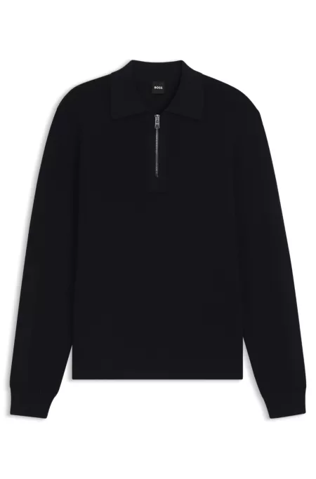Zip-collar sweater in virgin wool
