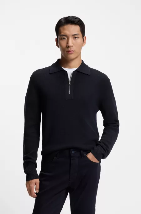 Zip-collar sweater in virgin wool