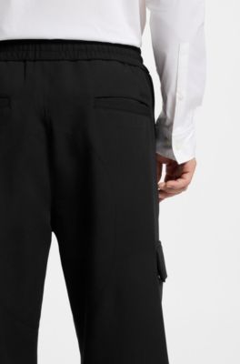 Pantalon Relaxed &agrave; poches cargo, Noir